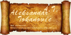 Aleksandar Tokanović vizit kartica